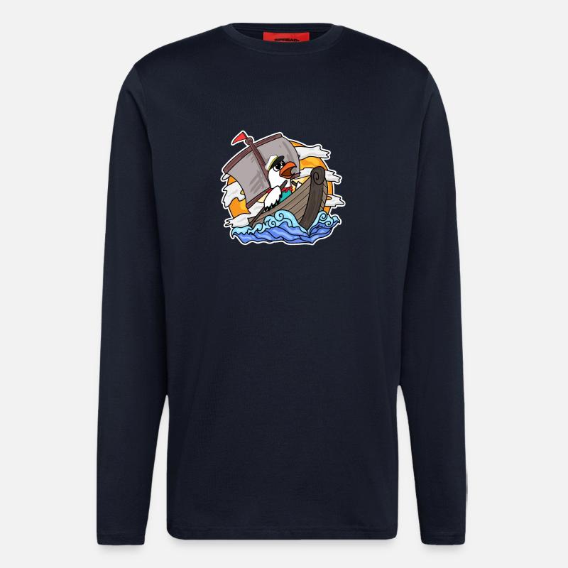 Möwe im Boot - Langarmshirt - made by SPREAD  - DARK NAVY