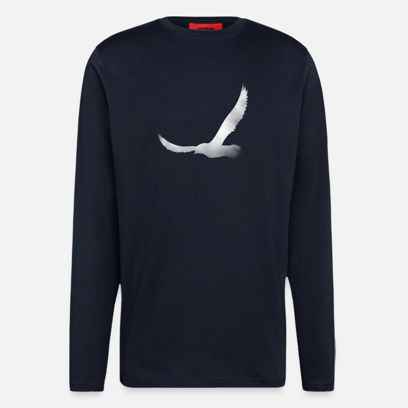 Vogel Silhouette aus Wolke - Langarmshirt - made by SPREAD - DARK NAVY