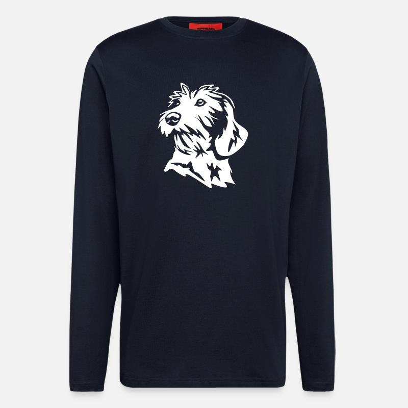 Tête de teckel « Black Edition » - Manches longues bio décontracté fabriqué en UE - DARK NAVY