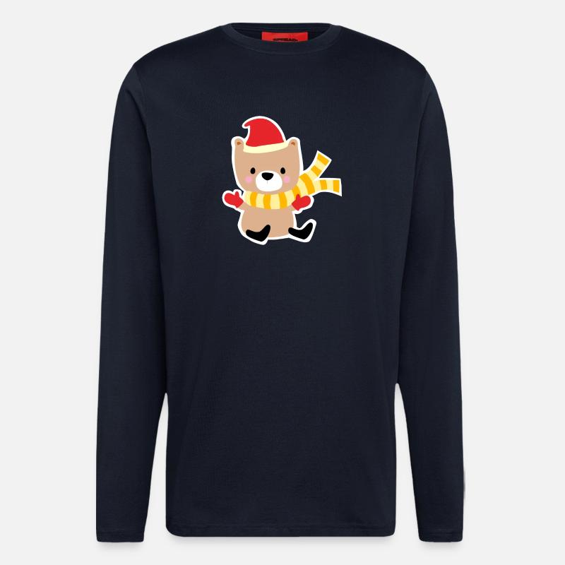 Winter bear with Christmas hat - Longsleeve - made by SPREAD  - DARK NAVY