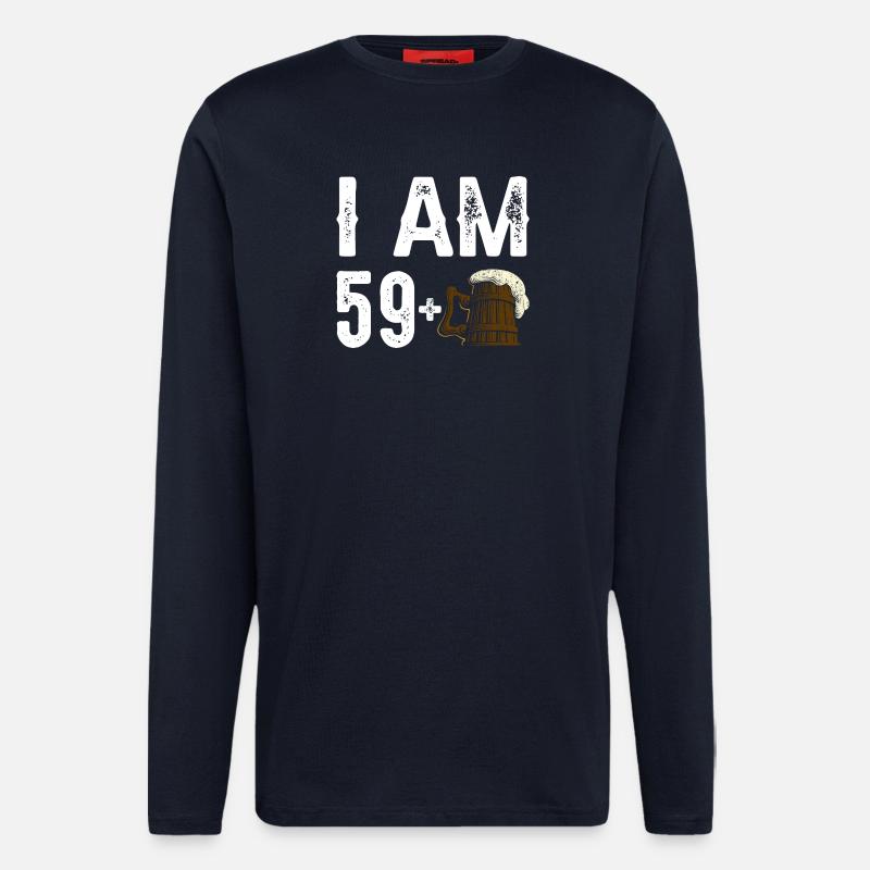 Ich bin 59+ Bier Feier - Langarmshirt - made by SPREAD - DARK NAVY