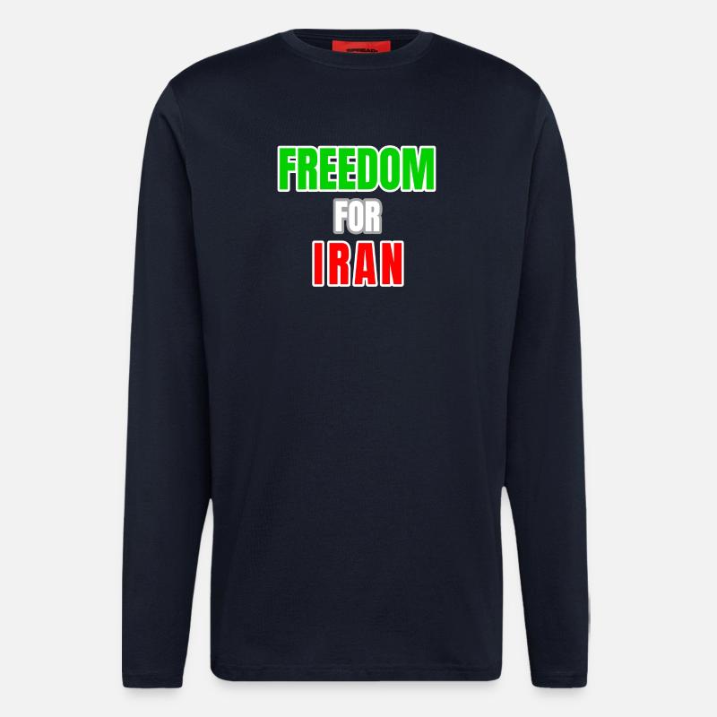Liberté de l’Iran - Manches longues bio décontracté fabriqué en UE - DARK NAVY