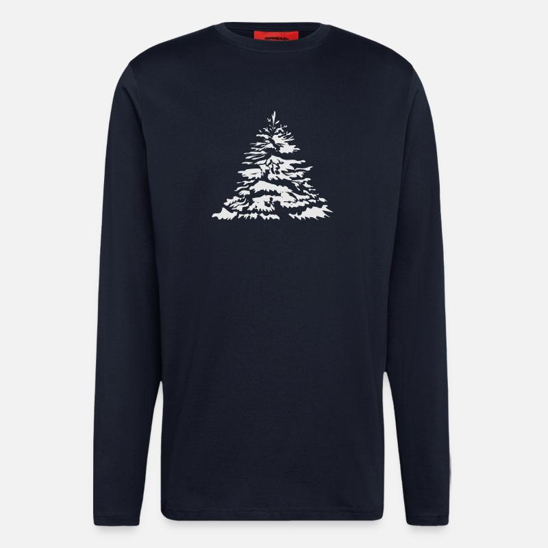 schneebedeckter Christbaum oder Tannenbaum - Langarmshirt - made by SPREAD  - DARK NAVY