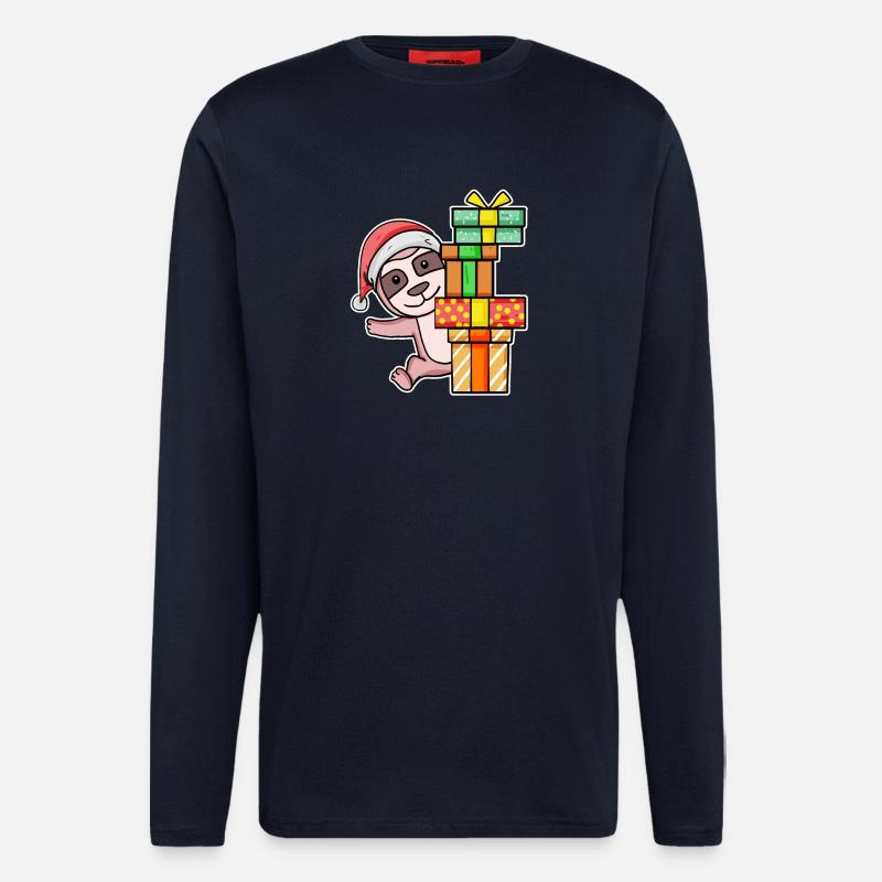 Weihnachten Faultier mit Geschenke - Langarmshirt - made by SPREAD  - DARK NAVY