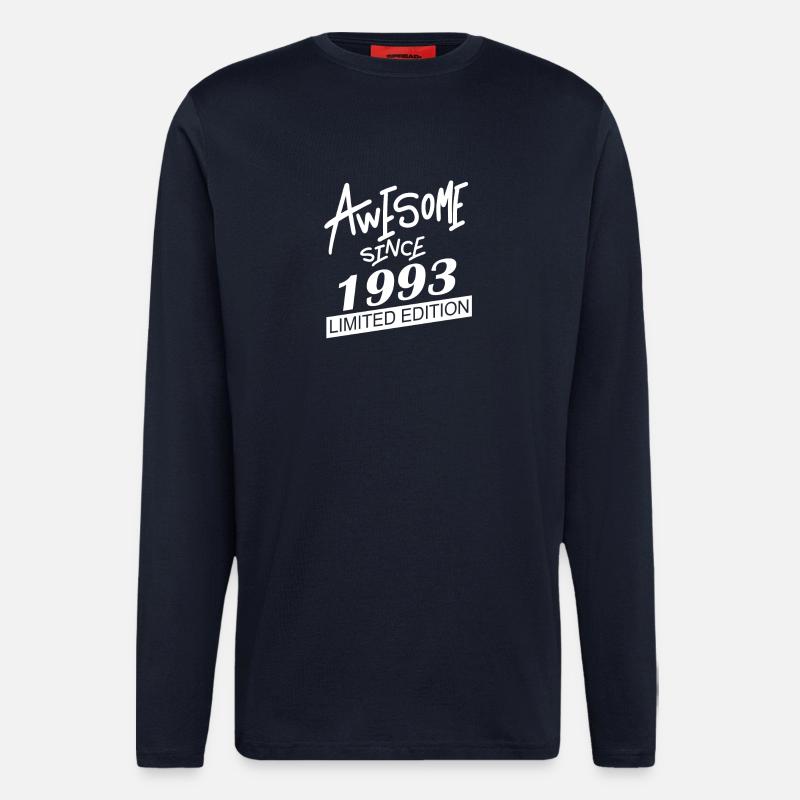 1993 - Né en 1993 - Manches longues bio décontracté fabriqué en UE - DARK NAVY