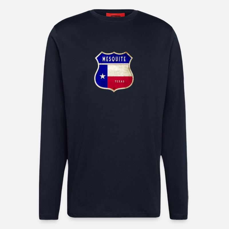 Mesquite Texas Crest Flag Design - Longsleeve - made by SPREAD  - DARK NAVY