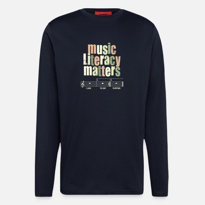 La littératie musicale, ça compte - Manches longues bio décontracté fabriqué en UE - DARK NAVY