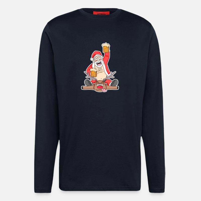 Santa Beer Funny Deer - Longsleeve - made by SPREAD - DARK NAVY