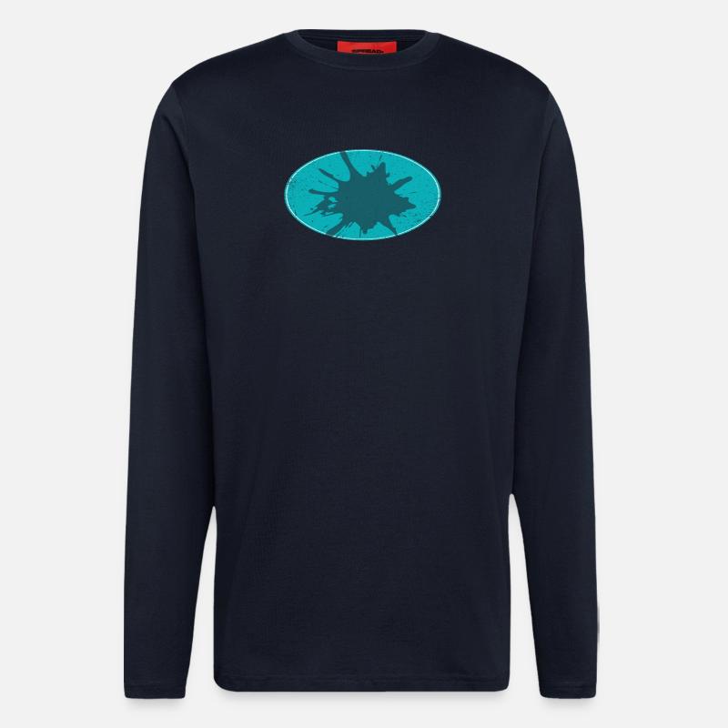 Arrière-plan de flash ovale schmutzing - Manches longues bio décontracté fabriqué en UE - DARK NAVY