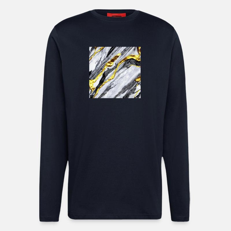 Structure en marbre or - Manches longues bio décontracté fabriqué en UE - DARK NAVY