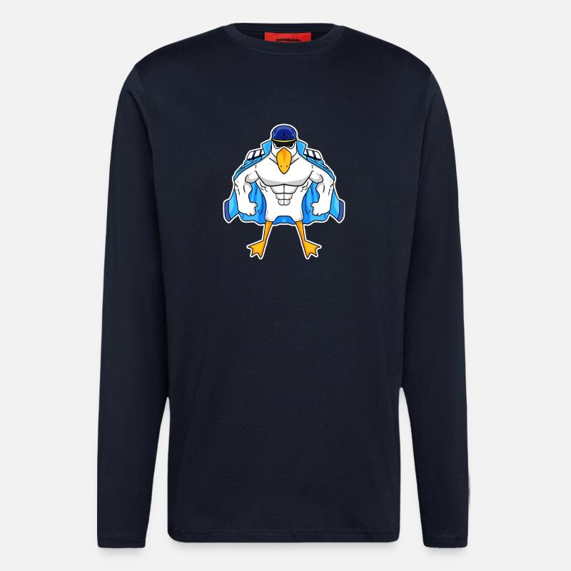 Muscular Seagull Seagull Gift - Longsleeve - made by SPREAD  - DARK NAVY