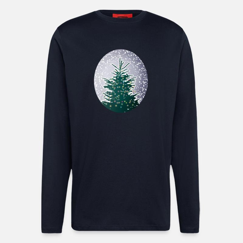 beleuchteter Weihnachtsbaum im Schnee - Langarmshirt - made by SPREAD  - DARK NAVY