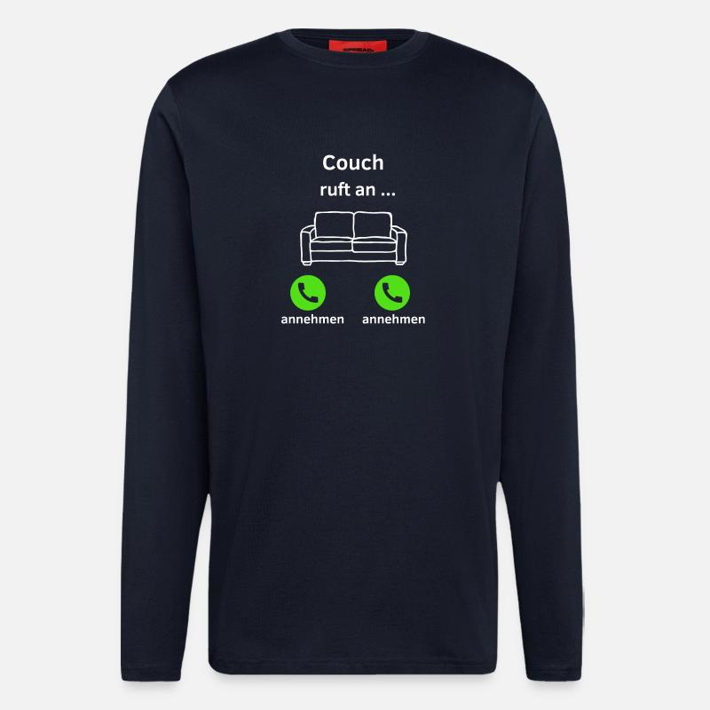 Couch ruft an - annehmen oder annehmen? - Langarmshirt - made by SPREAD  - DARK NAVY