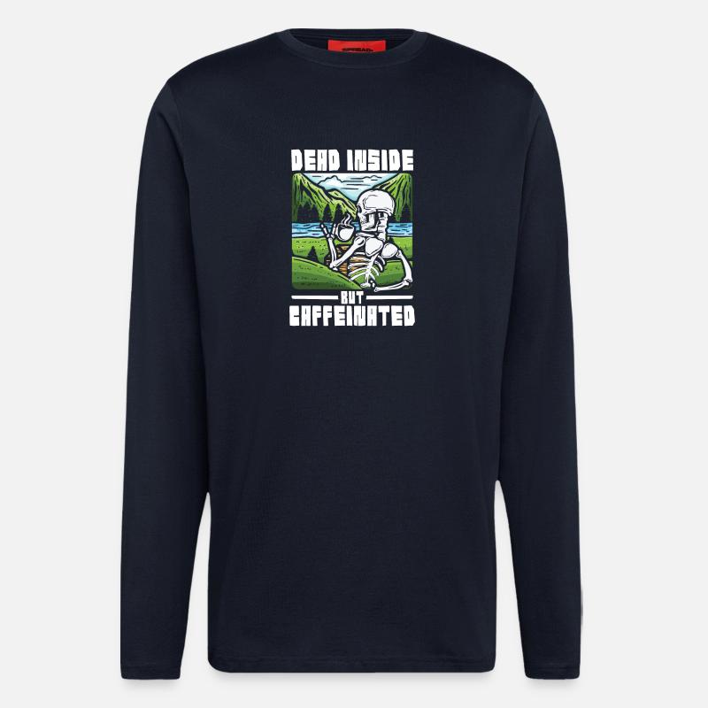 Dead inside but caffeinated - Langarmshirt - made by SPREAD  - DARK NAVY