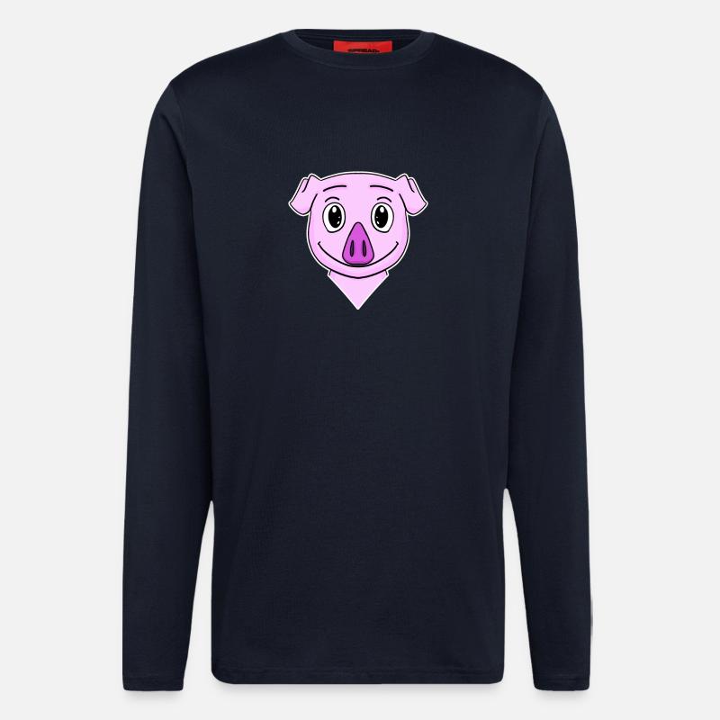 Schwein Kopf Tier - Langarmshirt - made by SPREAD  - DARK NAVY