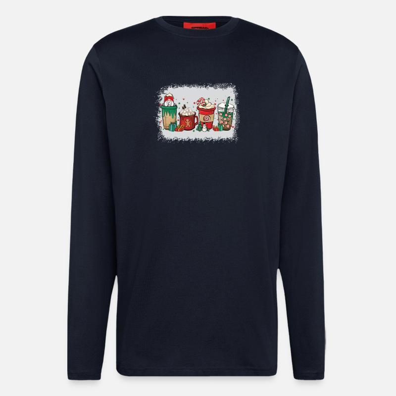 Christmas coffee cup bleached - Longsleeve - made by SPREAD  - DARK NAVY