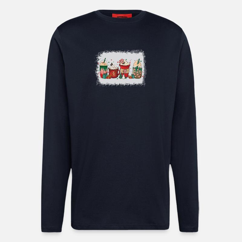 Christmas coffee cup bleached - Longsleeve - made by SPREAD - DARK NAVY