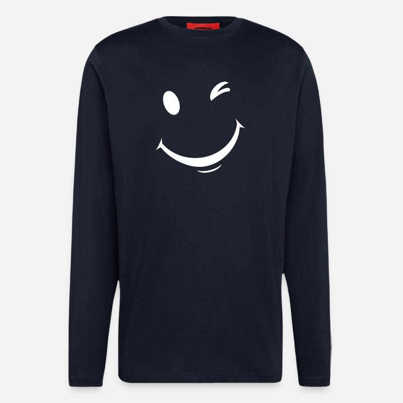 White wink expression - Longsleeve - made by SPREAD  - DARK NAVY