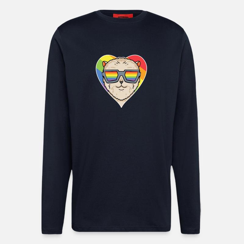 Regenbogen - Hund mit Brille - Zwergspitz - Langarmshirt - made by SPREAD  - DARK NAVY