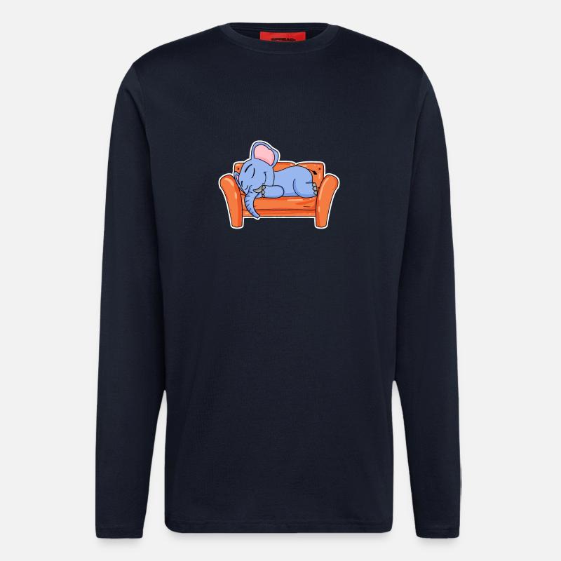 Elephant lying cute sleeping sleep - Longsleeve - made by SPREAD - DARK NAVY