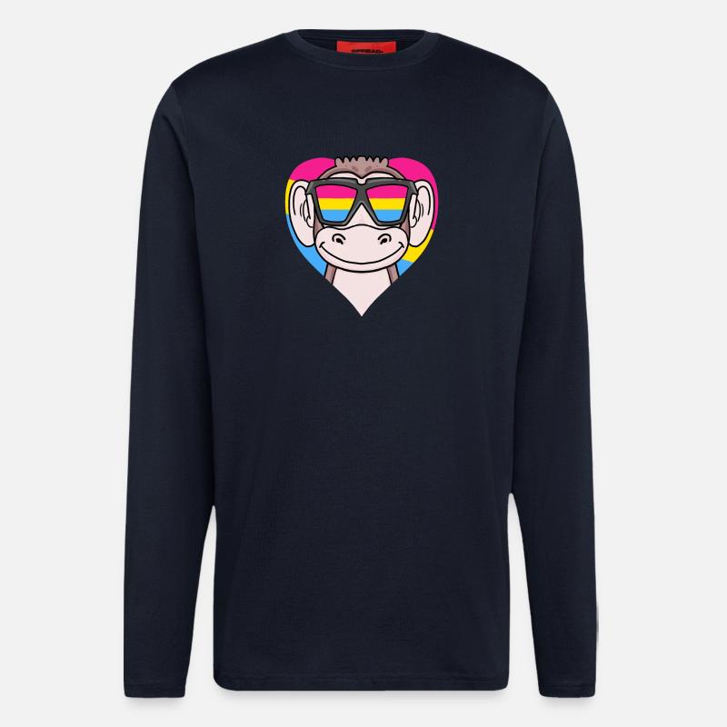 Pansexual Monkey Heart Gift - Longsleeve - made by SPREAD - DARK NAVY