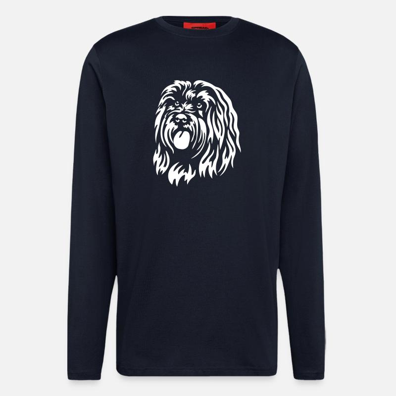 Tibet Terrier Kopf "Black Edition" - Langarmshirt - made by SPREAD - DARK NAVY