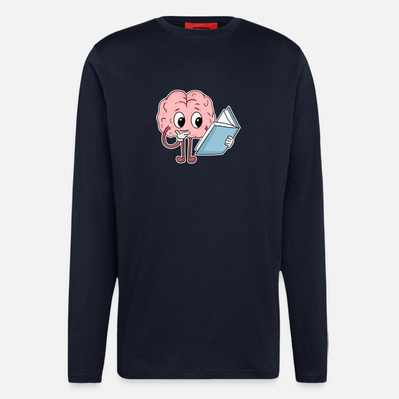 Reading Brain Funny Book Books - Longsleeve - made by SPREAD  - DARK NAVY