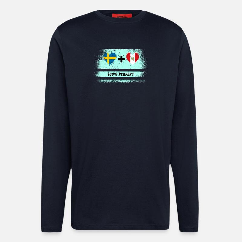 Peru & Schweden 100% perfekt / Geschenk - Langarmshirt - made by SPREAD  - DARK NAVY