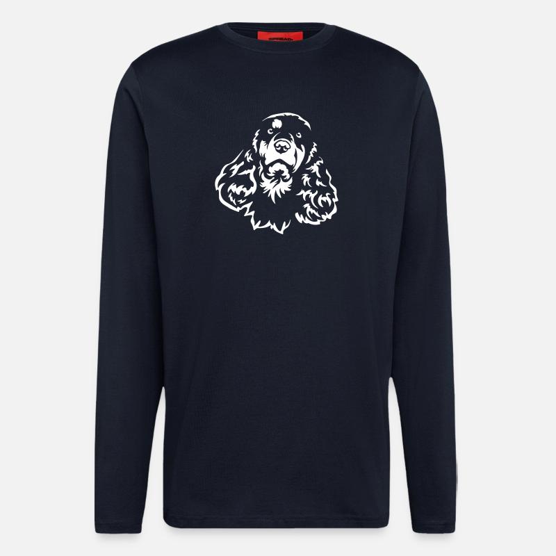 Cocker Spaniel Head « Black Edition » - Manches longues bio décontracté fabriqué en UE - DARK NAVY