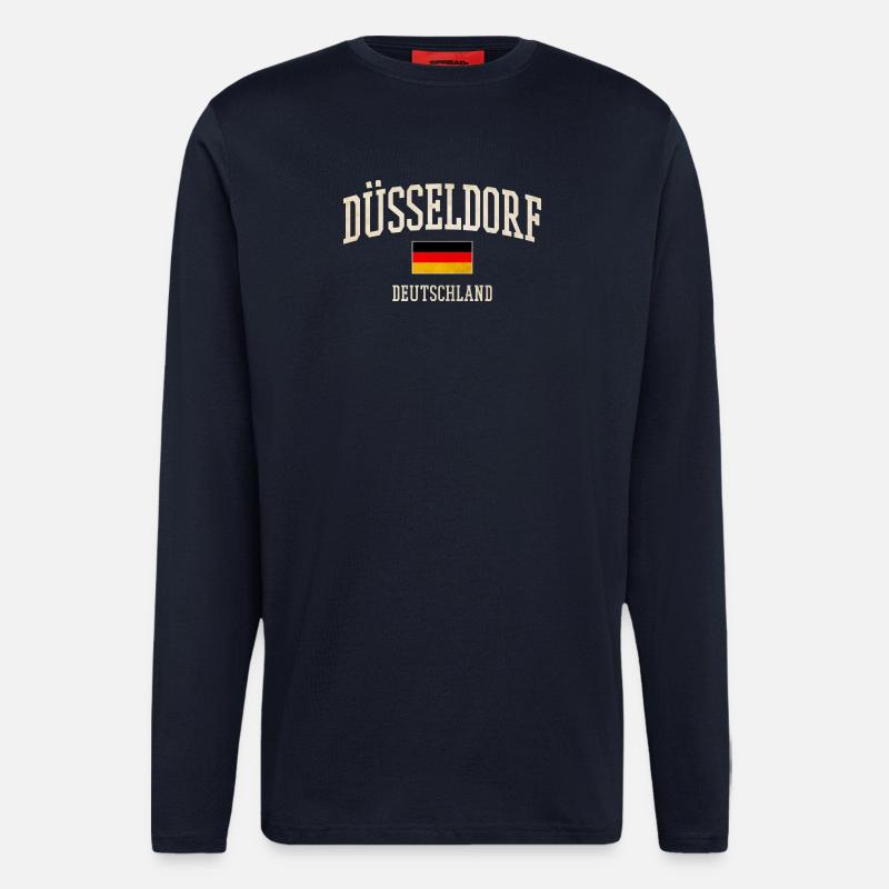Drapeau de Düsseldorf - Manches longues bio décontracté fabriqué en UE - DARK NAVY