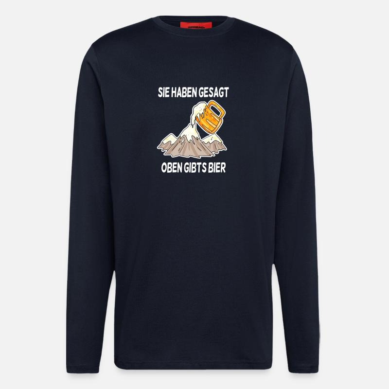 Bier Berg Berge Spruch - Langarmshirt - made by SPREAD  - DARK NAVY