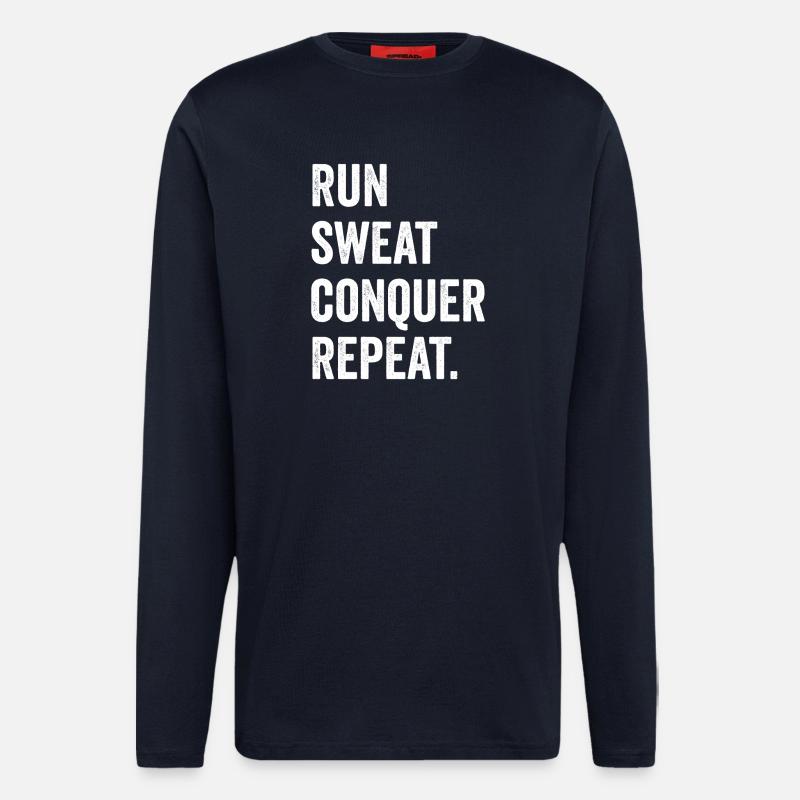 Run. Sweat. Conquer. Repeat. - Longsleeve - made by SPREAD  - DARK NAVY