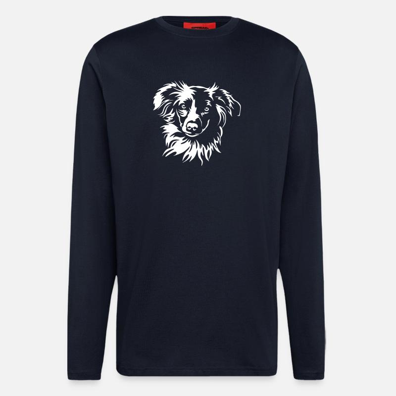 Miniature Australian Shepherd Kopf "Black Edition" - Langarmshirt - made by SPREAD  - DARK NAVY
