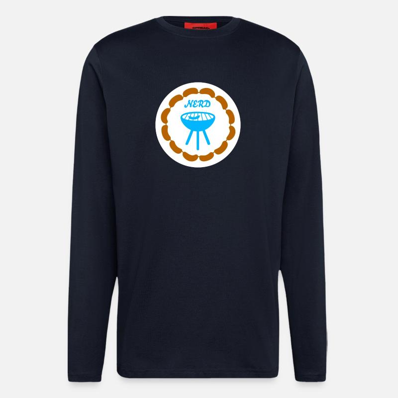 Wurstkette Grillen Nerd Camping Bratwurst Grill - Langarmshirt - made by SPREAD  - DARK NAVY