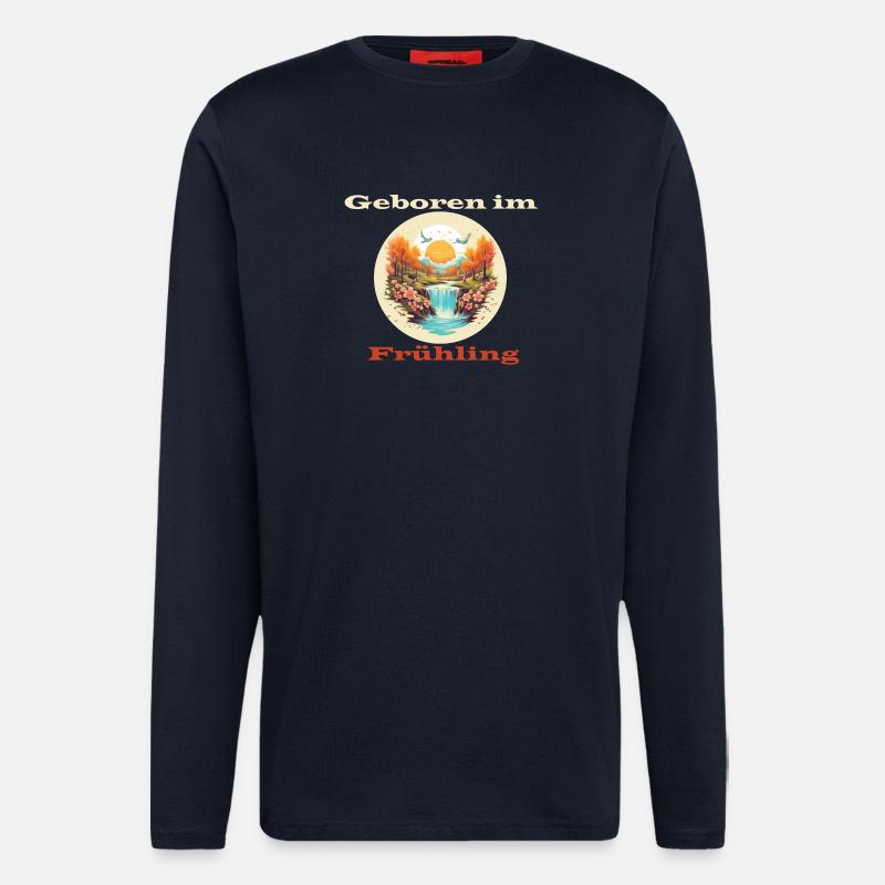 Geboren im Frühling - Langarmshirt - made by SPREAD  - DARK NAVY