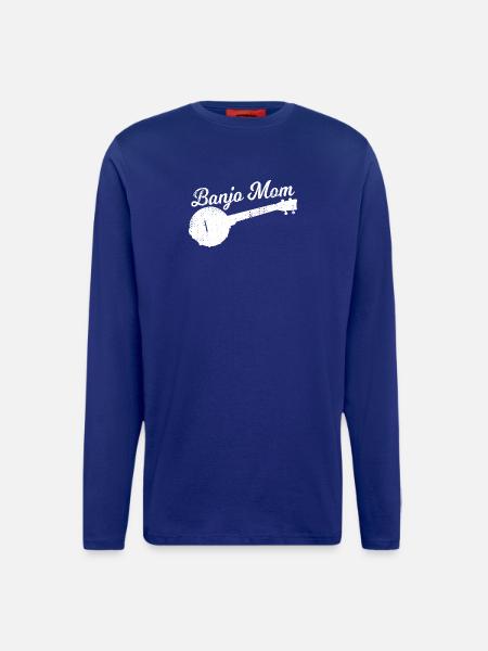 Maman joueuse de banjo - Manches longues bio décontracté fabriqué en UE - DARK NAVY