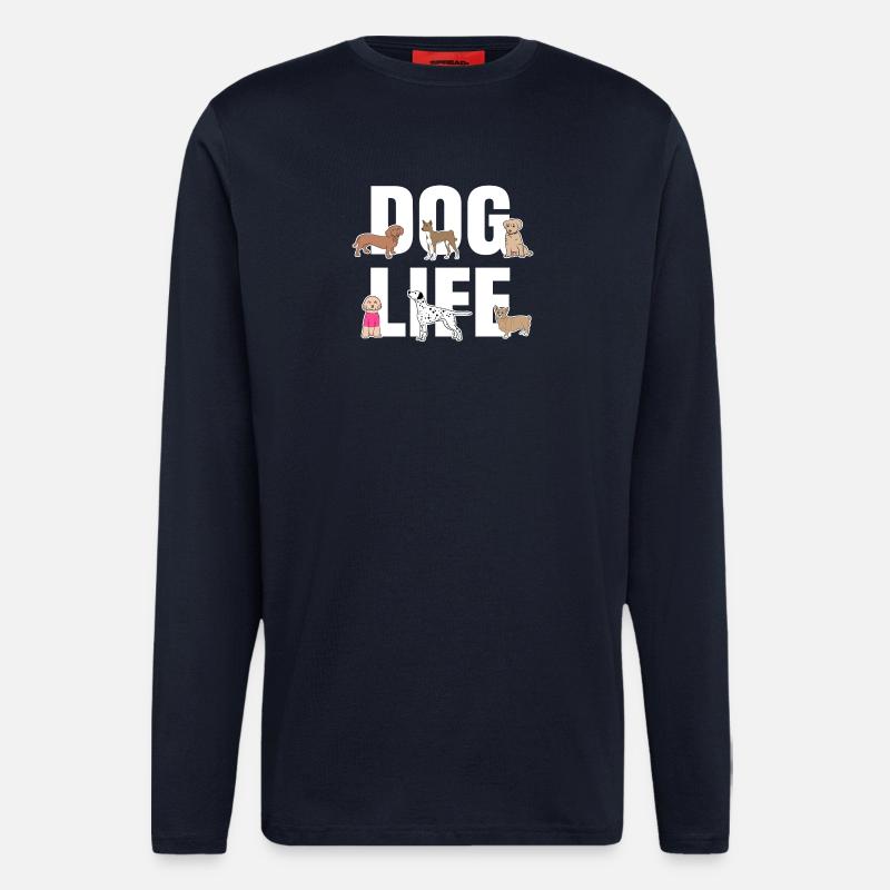 Déclaration de chiot animal préféré - Manches longues bio décontracté fabriqué en UE - DARK NAVY