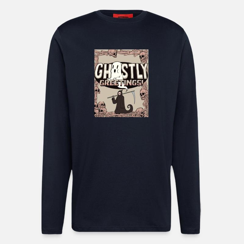 Geistlicher Sensenmann Grußdesign - Langarmshirt - made by SPREAD  - DARK NAVY
