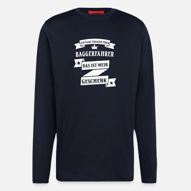 Lustiger Baggerfahrer Bagger Beruf Spruch - Langarmshirt - made by SPREAD - DARK NAVY