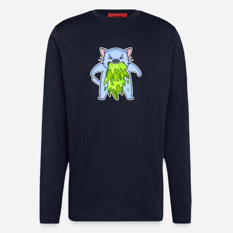 Cat puking puke - Longsleeve - made by SPREAD  - DARK NAVY