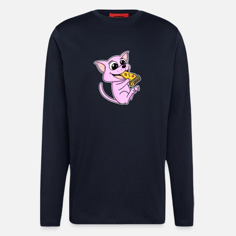 Pizza au chat Sphynx - Manches longues bio décontracté fabriqué en UE - DARK NAVY