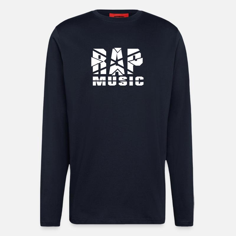 Conception de musique rap découpée - Manches longues bio décontracté fabriqué en UE - DARK NAVY