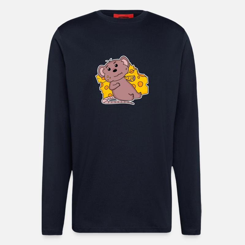 Mouse motif with cheese - Longsleeve - made by SPREAD - DARK NAVY