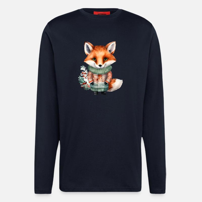 Winterfuchs im Pullover - Langarmshirt - made by SPREAD  - DARK NAVY