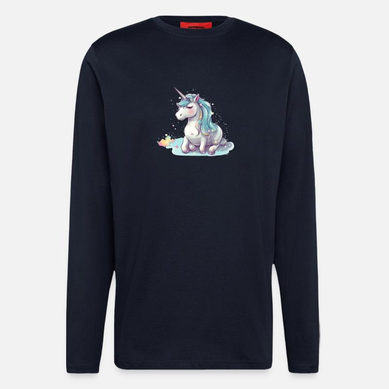 Liegendes Einhorn - Langarmshirt - made by SPREAD  - DARK NAVY
