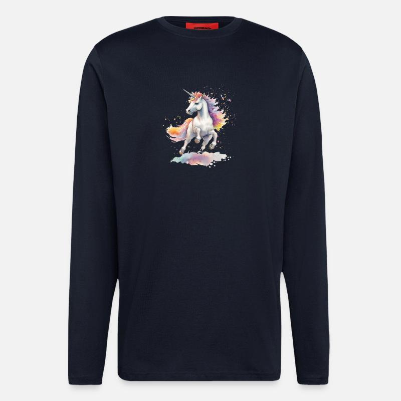 tanzendes Einhorn - Langarmshirt - made by SPREAD  - DARK NAVY