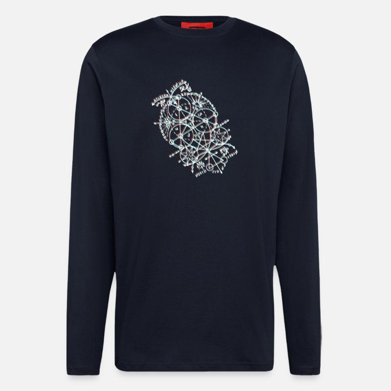 Anaglyphische geometrische Bahn - Langarmshirt - made by SPREAD  - DARK NAVY