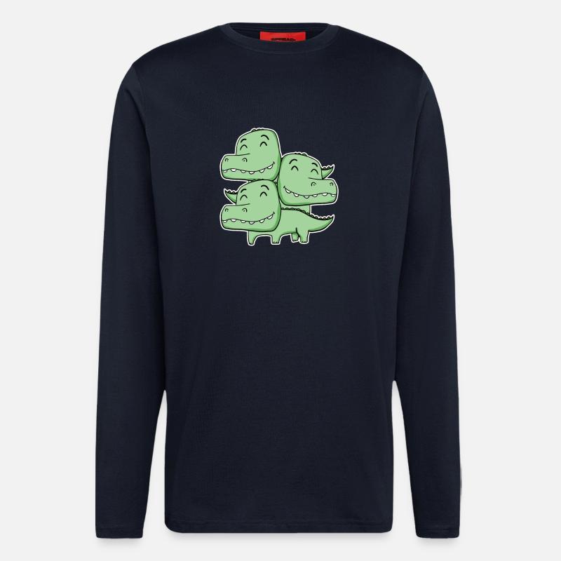 Corcodile Motif - Manches longues bio décontracté fabriqué en UE - DARK NAVY