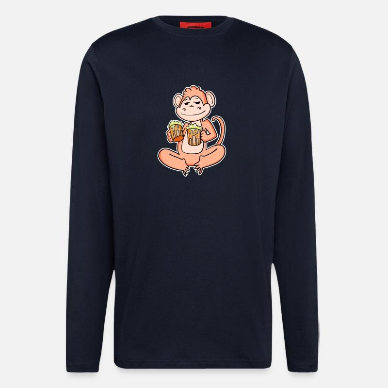 Monkey with beer - Longsleeve - made by SPREAD  - DARK NAVY