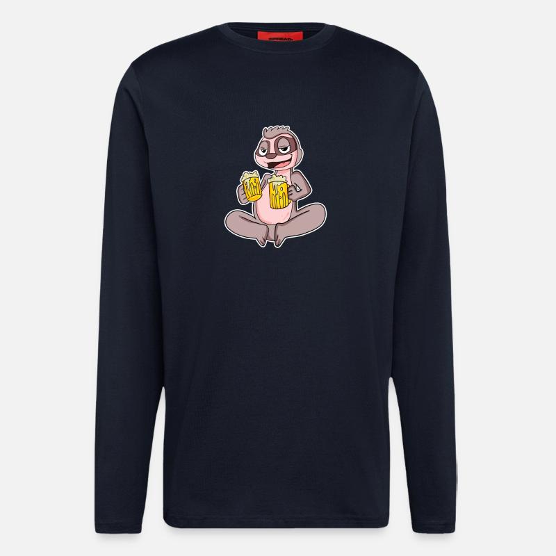 Sloth with beer - Longsleeve - made by SPREAD - DARK NAVY